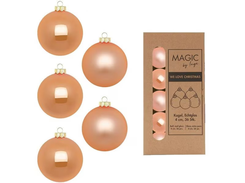 INGES CHRISTMAS DECOR Weihnachtskugel Sweet Melon Ø 4 cm, 36 Stück, Aprikose