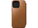 Nomad Book Cover Modern Leather Folio iPhone 15 Pro Max Beige
