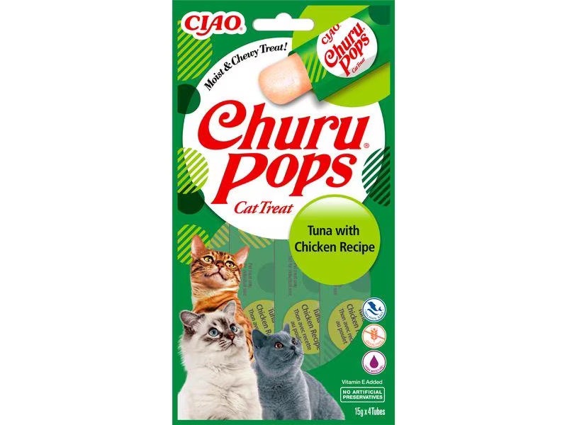 CIAO Churu Katzen-Snack Pops Thunfisch &amp; Huhn, 4 x 15 g