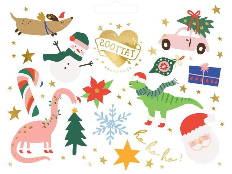 Partydeco Deko Tattoos Ho ho ho abwaschbar, 13 Stk.