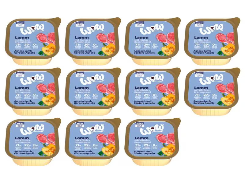 WOW Nassfutter Adult Lamm Schale, 11 x 150 g