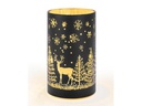 STT Windlicht Forest M, 16 cm, Schwarz/Gold