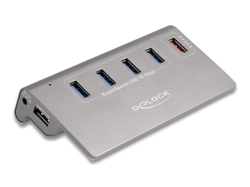 Delock USB-Hub 64182 USB 10 Gbps - 4x USB-A / 1x Schnellladeport