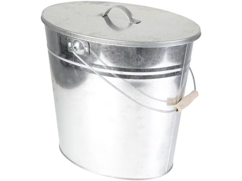 Kamino Ascheeimer mit Deckel, 24 l, Silber