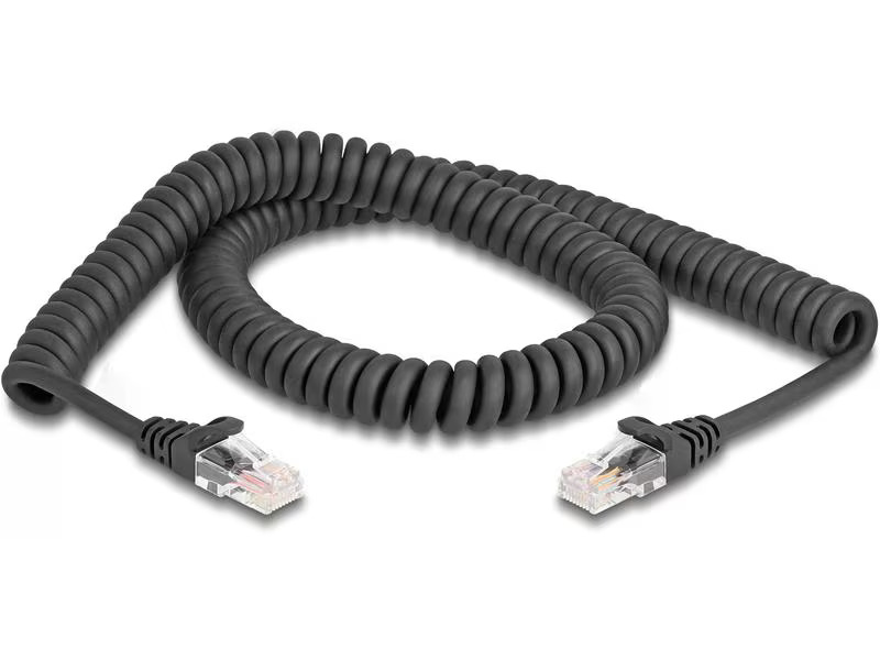 Delock Patchkabel Spiralkabel Cat 5e, UTP, 2 m, Schwarz