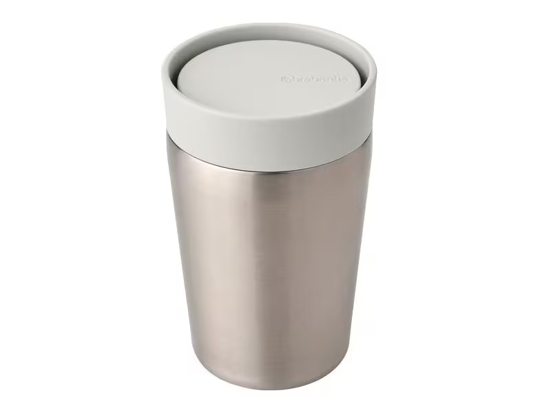 Brabantia Thermobecher Make &amp; Take 200 ml, Hellgrau/Silber