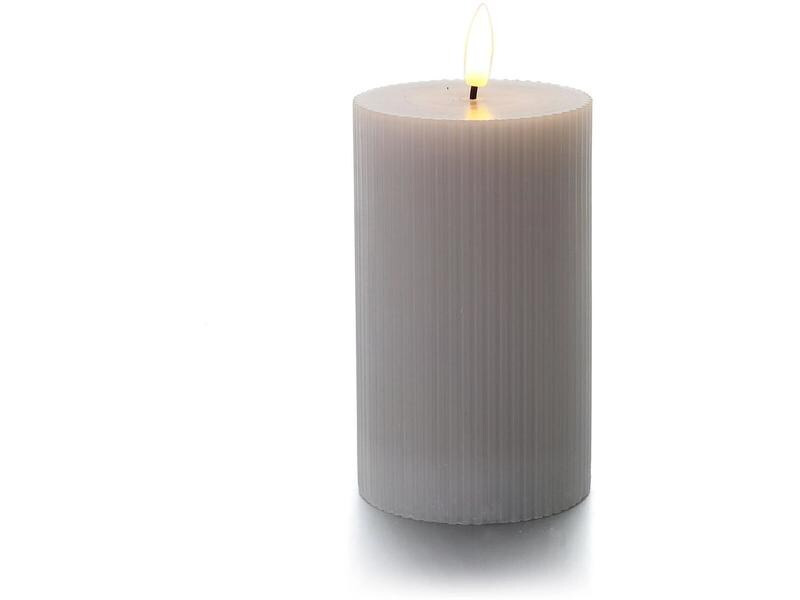 balthasar LED Zylinderkerze Rillen, Hellgrau