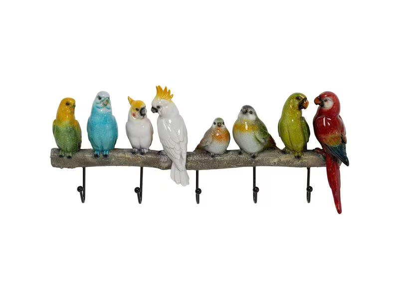 Kare Garderobenleiste Exotic Birds 5 Haken, Mehrfarbig