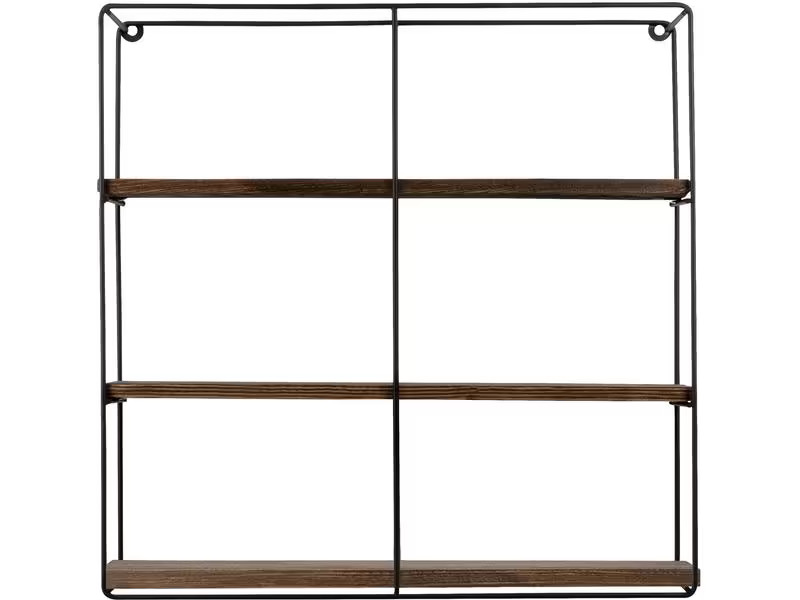 Woody Fashion Wandregal Sunflower 60 x 60 x 15 cm, Schwarz/Walnuss
