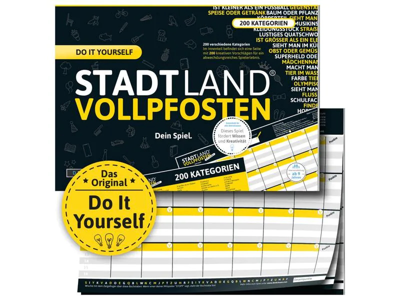 Denkriesen Partyspiel STADT LAND VOLLPFOSTEN – Do It Yourself