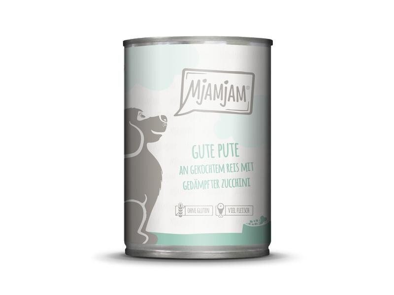 Mjamjam Nassfutter Pute mit Reis und Zucchini, 400 g
