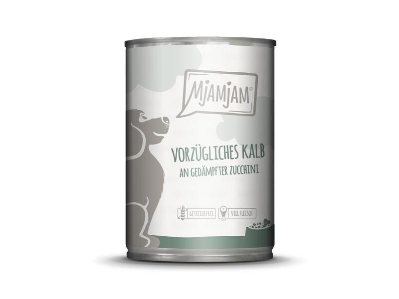 Mjamjam Nassfutter Kalb mit Zucchini, 400 g