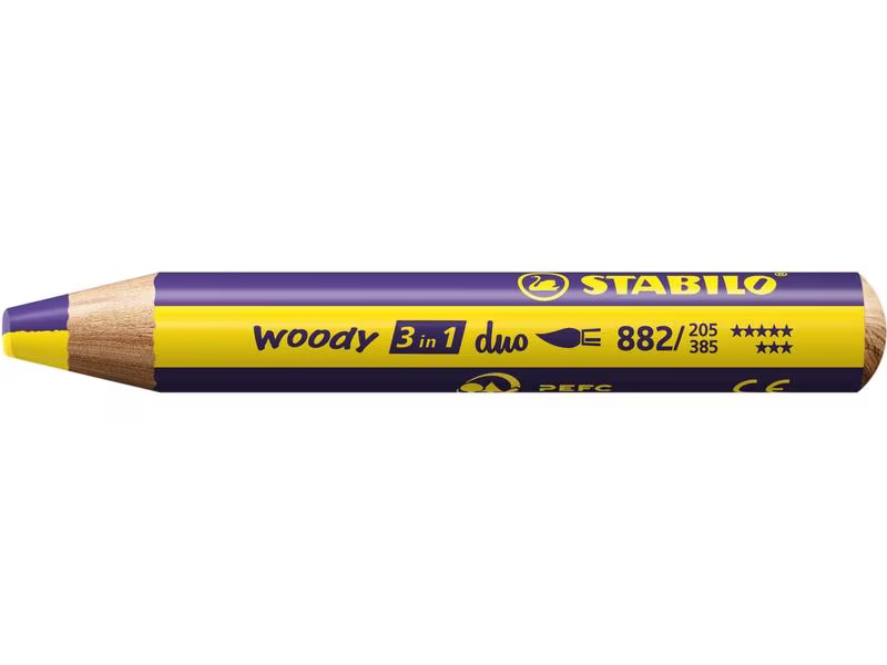 STABILO Wachsmalstifte Woody 3 in 1 duo Gelb / Violett
