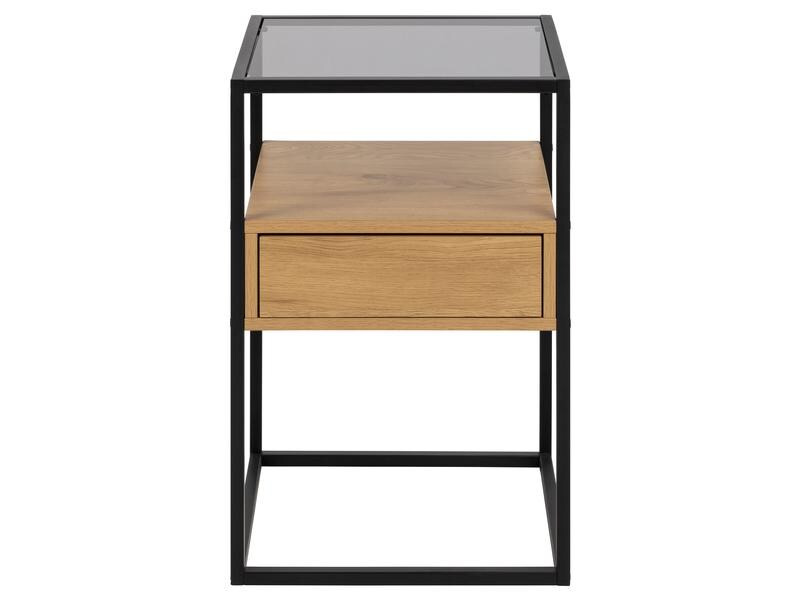 AC Design Nachttisch Randolf 40 x 35 x 60 cm, Nature/Schwarz