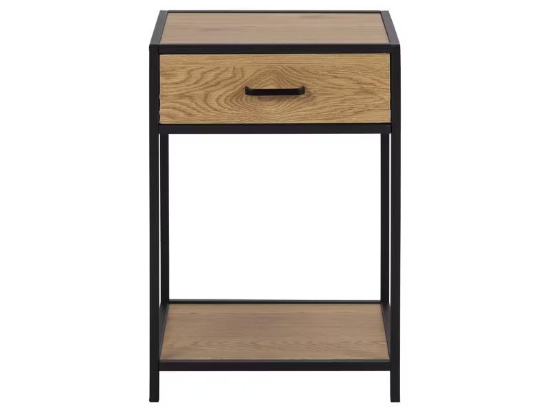 AC Design Nachttisch Seaford 42 x 35 x 63 cm, Nature/Schwarz