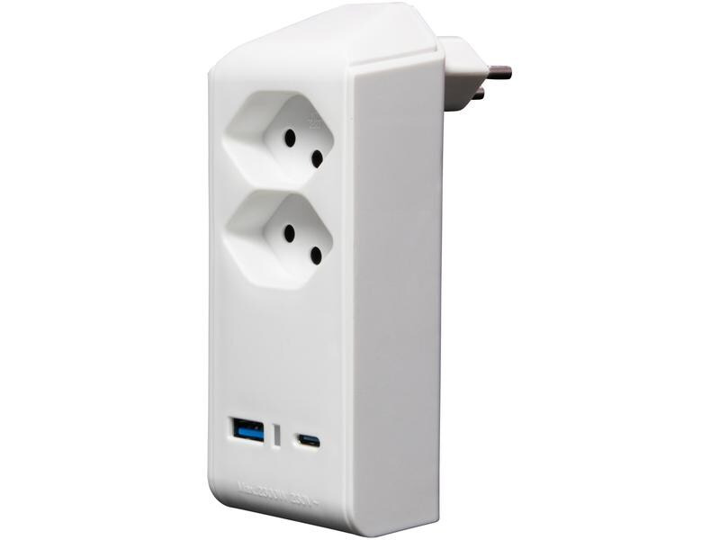 Brennenstuhl Abzweigstecker 2 x T13, 1 x USB A, 1 x USB C, 300° drehbar