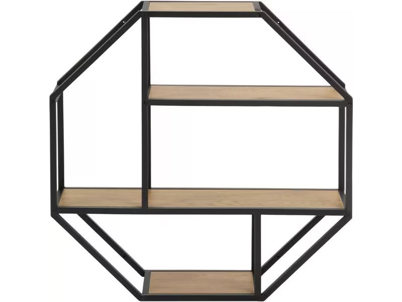 AC Design Wandregal Seaford 77 x 20 x 77 cm, Nature/Schwarz