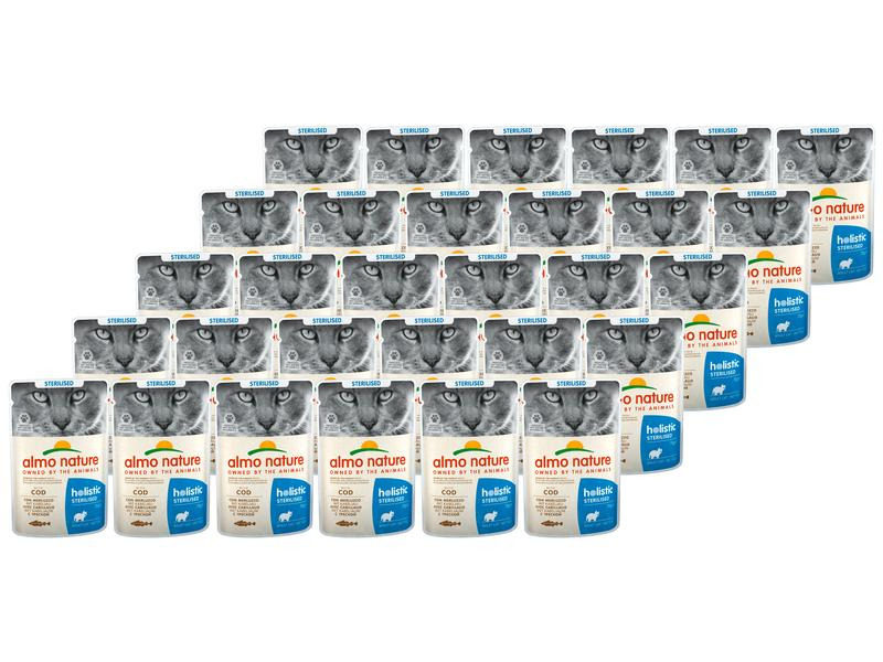 Almo Nature Nassfutter Holistic Sterilised mit Kabeljau, 30 x 70 g