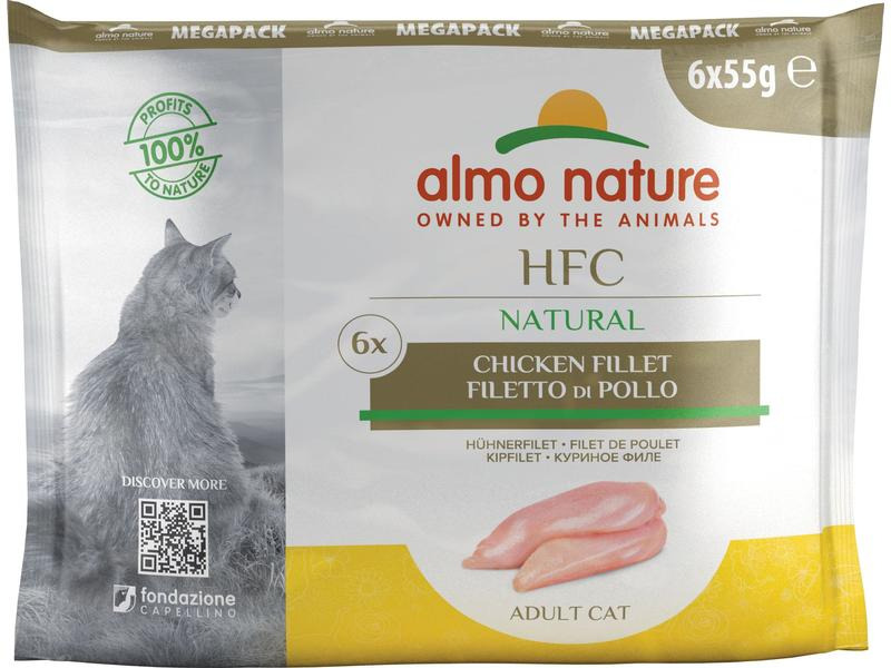 Almo Nature Nassfutter HFC Natural Mega Pack Hühnerfilet, 6 x 55 g