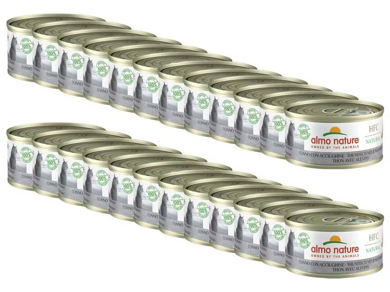 Almo Nature Nassfutter HFC Natural Thunfisch mit Jungsardellen, 24x70 g