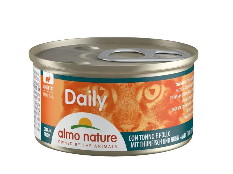 Almo Nature Nassfutter Daily Mousse mit Thunfisch und Huhn, 85 g