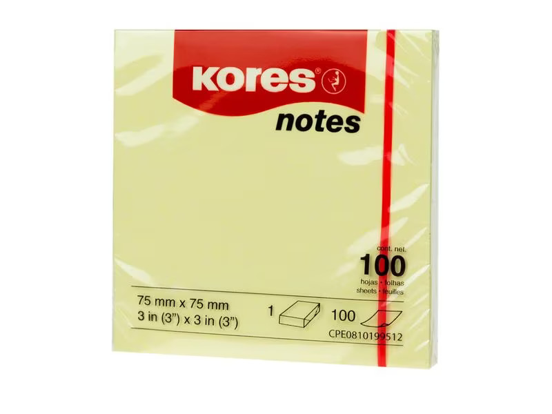 Kores Notizzettel 7575, 7.5 x 7.5 cm, 12 Blöcke, Gelb