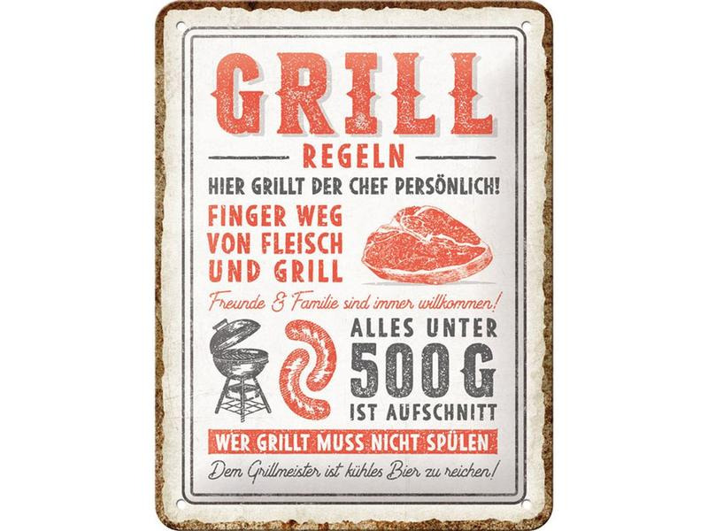 Nostalgic Art Schild Grill-Regeln 15 x 20 cm, Metall