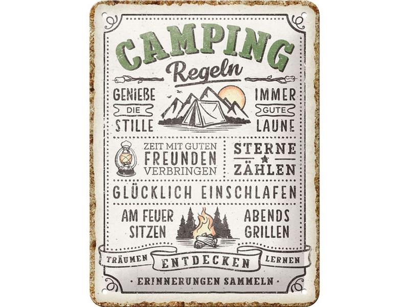 Nostalgic Art Schild Camping-Regeln 15 x 20 cm, Metall