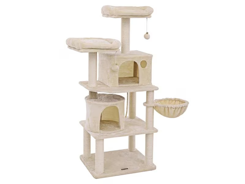 Feandrea Kratzbaum mit 2 Höhlen, 156 cm, Beige