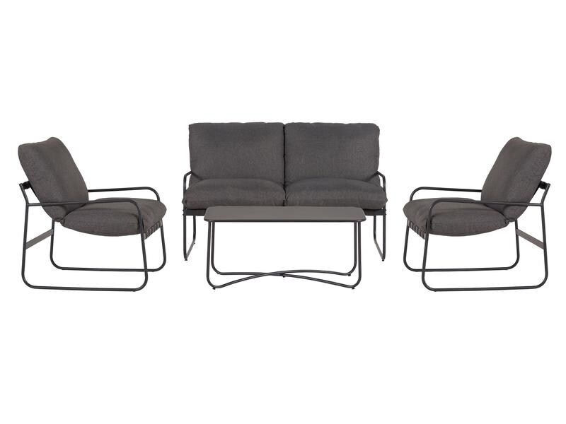 Schou Loungeset Theodor Deluxe, Set 4-teilig, Schwarz/Grau