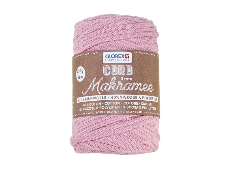 Glorex Wolle Makramee Cord gewebt 63 m x 3 mm, 250g, Rosa