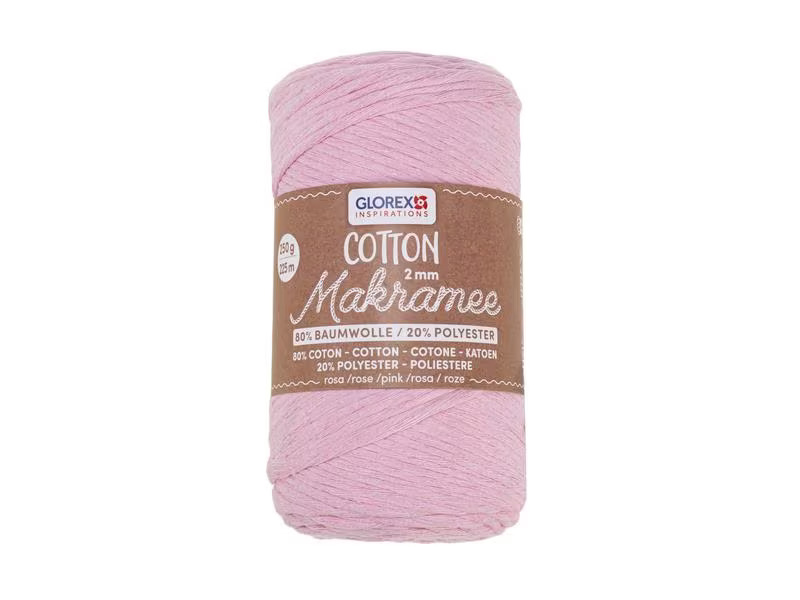 Glorex Wolle Makramee Cotton 225m x 2 mm, 250g, Rose