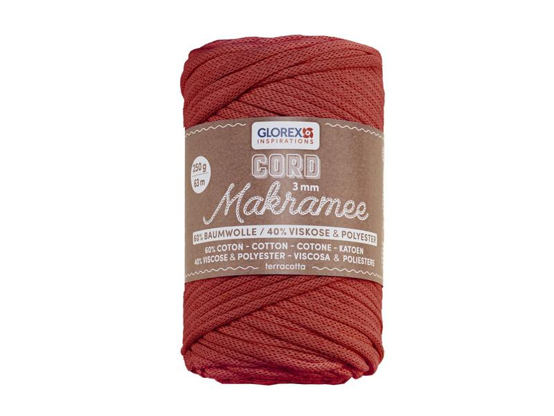Glorex Wolle Makramee Cord gewebt 63 m x 3 mm, 250g, Terracotta