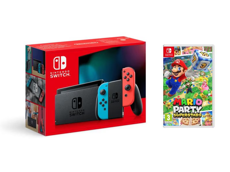 Nintendo Switch Rot/Blau inklusive Mario Party Superstars