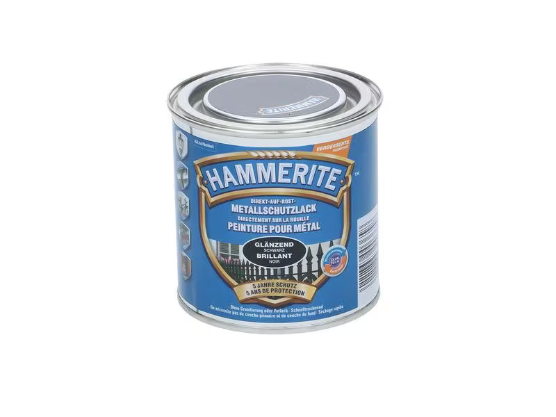 Hammerite Metall-Schutzlack HG Schwarz, 250 ml