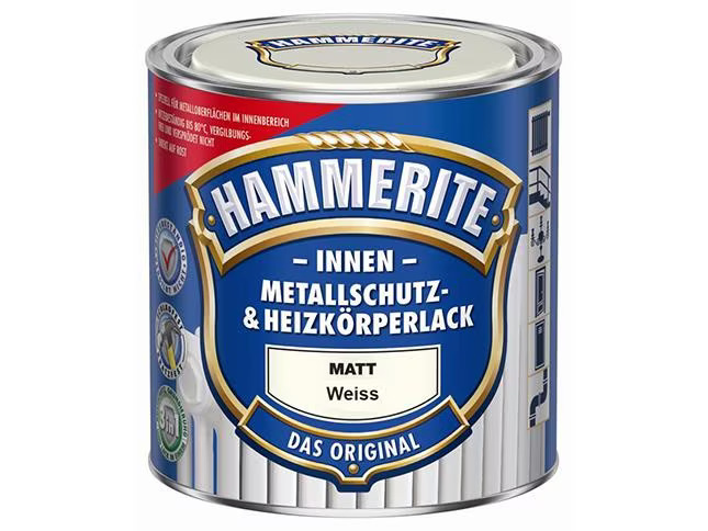 Hammerite Metallschutz- &amp; Heizkörperlack Seidenmatt, Weiss, 500 ml
