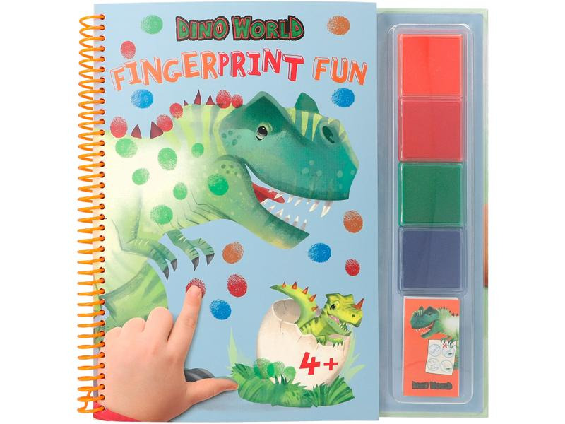 Depesche Fingermalfarbe Dino World 25 Seiten, 4 Stempelfarben