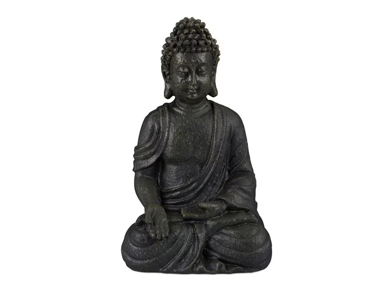relaxdays Dekofigur Buddha Anthrazit