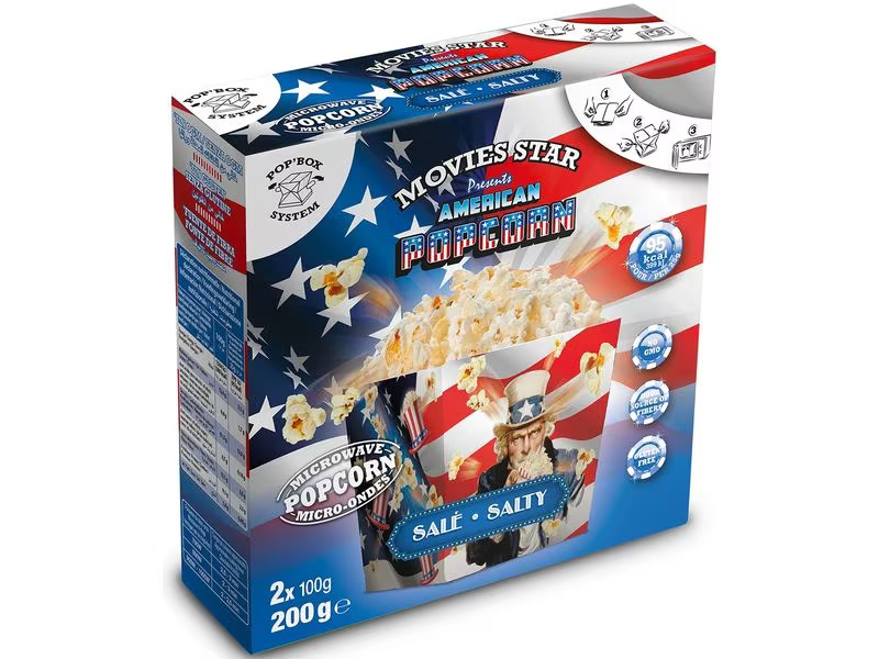 Movies Star Pop Box Mikrowellen Popcorn Salz 2 x 100 g