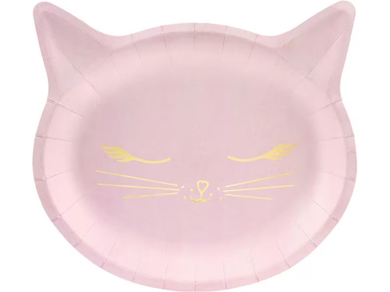 Partydeco Einwegteller Cat 22 x 20 cm, 6 Stück, Rosa