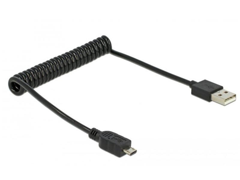 Delock USB 2.0-Spiralkabel  USB A - Micro-USB B 0.6 m