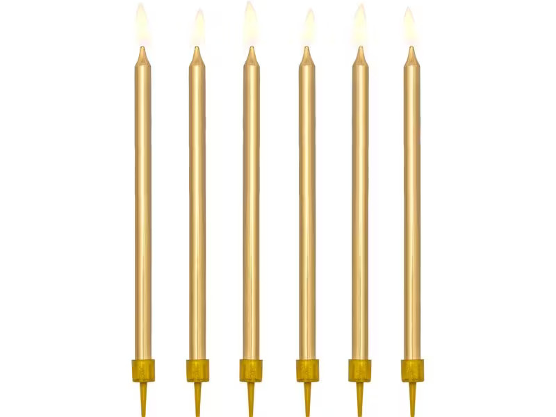 Partydeco Kerze 12.5 cm, 12-teiig, Gold