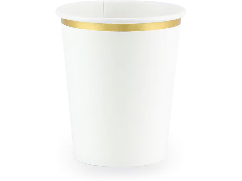 Partydeco Einwegbecher 260 ml, 6 Stück, Weiss