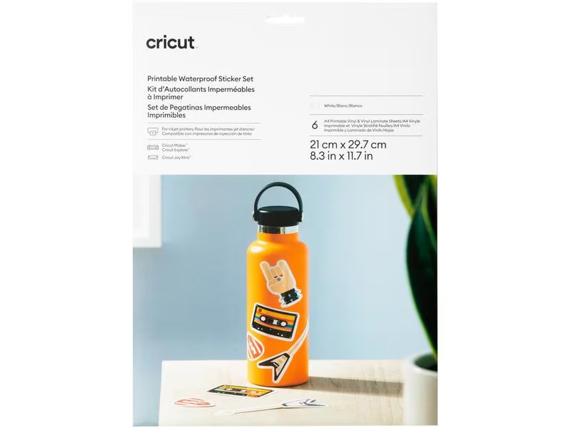 Cricut Stickerpapier Joy Xtra A4, 6 Bogen, Weiss