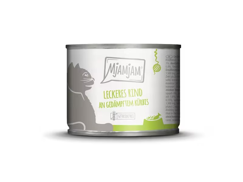 Mjamjam Nassfutter Dose Rind &amp; Kürbis, 200 g