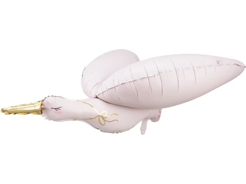Partydeco Folienballon Storch 103 x 60 cm, Hellrosa