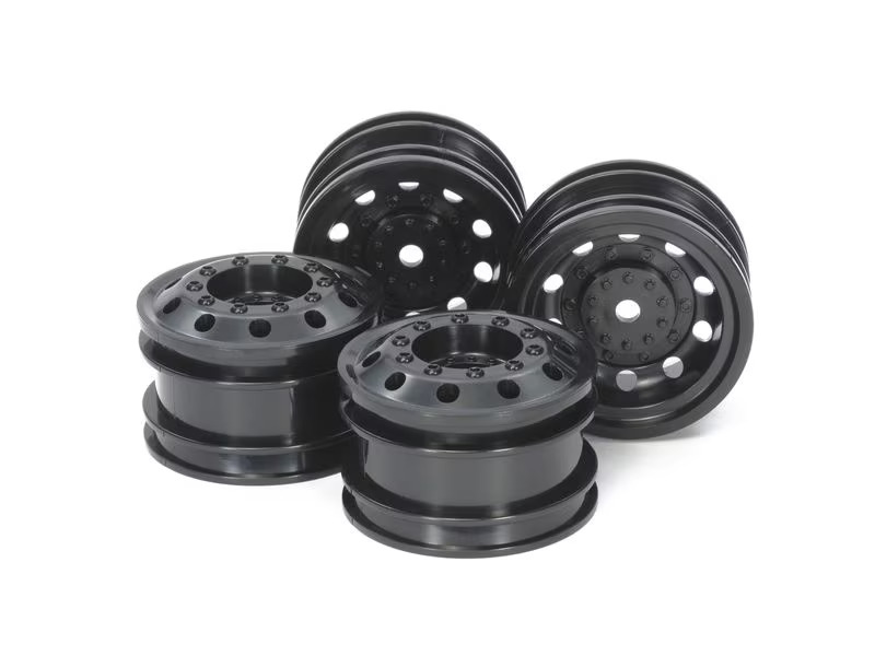 Tamiya Felgen Racing Truck Set, Vorne &amp; Hinten, Schwarz, 1:14