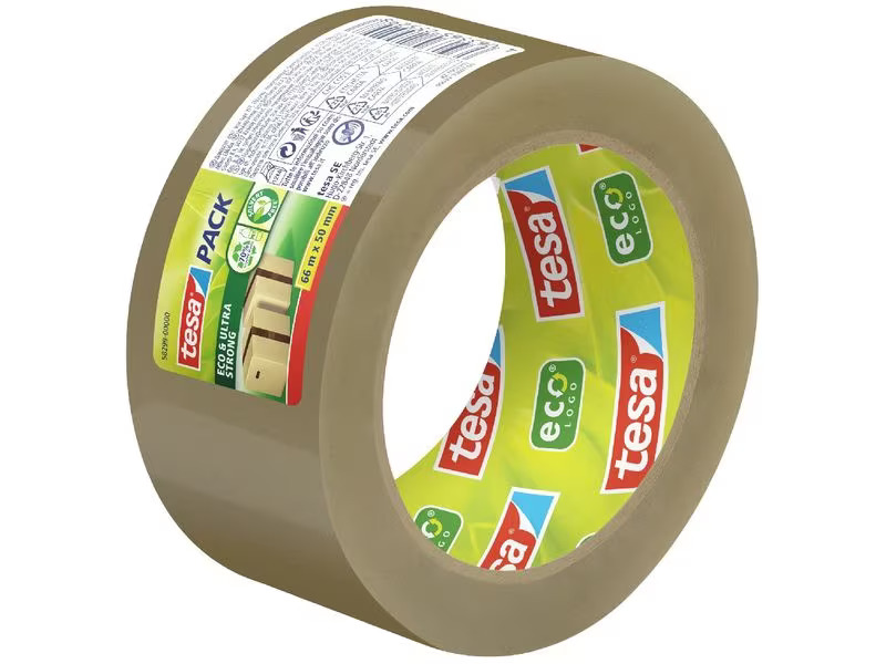 tesa Klebeband Eco &amp; Crystal 50 mm x 66 m, Braun, 1 Rolle