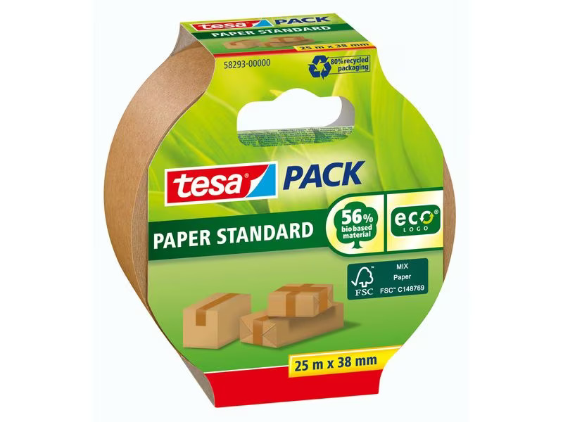 tesa Klebeband Papier Standard ecoLogo 38 mm x 25 m, Braun
