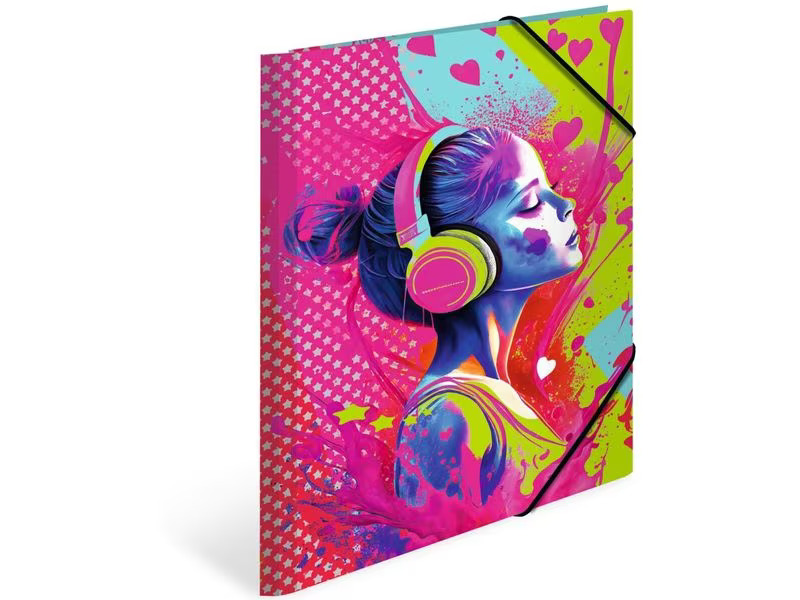 HERMA Gummibandmappe Music Girl A4, Karton, mit Innendruck